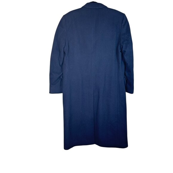 Brettons Men’s Full Length Wool Coat 42R Navy Blue Made in England Classic Vtg - Picture 3 of 8